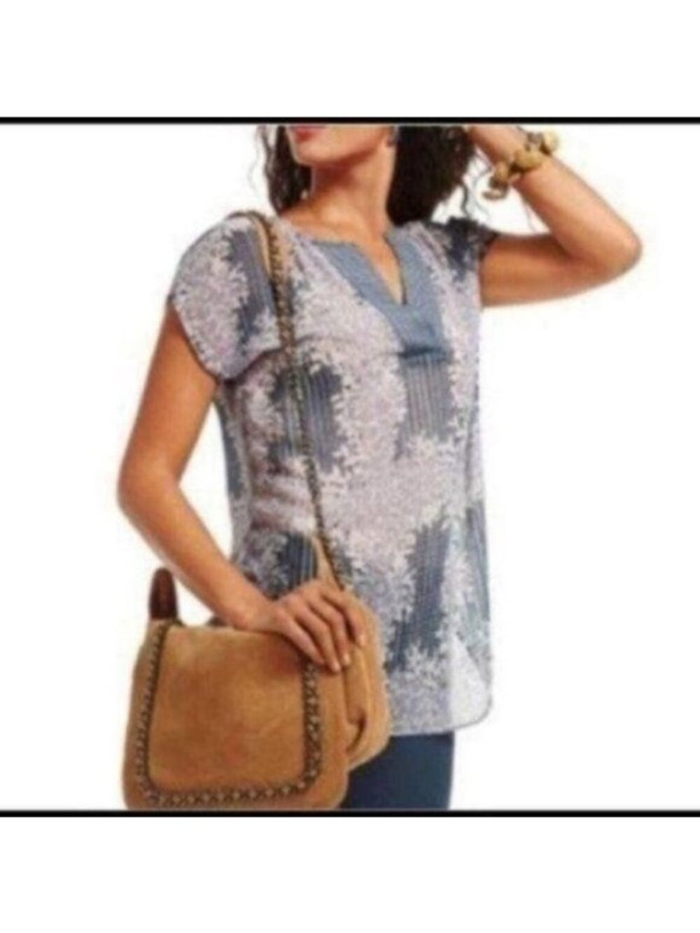 CAbi Semi-Sheer Placket Front Top Style 278 Medium